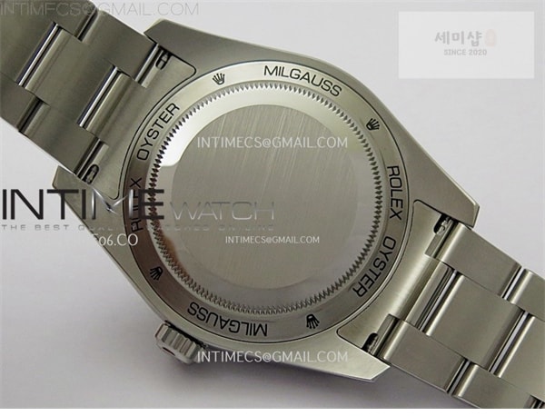 Rolex VS공장 롤렉스 밀가우스 블랙다이얼 브레이슬릿 Milgauss 116400 GV Real Green Sapphire 904L SS VSF 1_1 Best Edition Black Dial on 904L SS Bracelet SA3131 시계 18번 이미지
