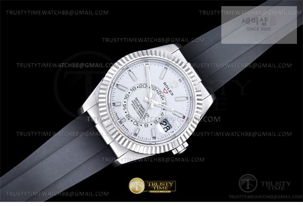 Rolex ZF공장 롤렉스 스카이드웰러 스틸 화이트다이얼 러버스트랩 텅스텐 Skydweller 336239 Wt WG_RU White ZF V2 Asia 2824 시계 3번 이미지