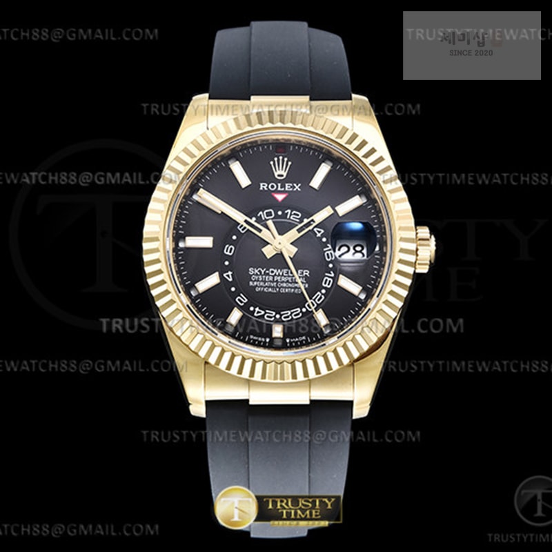 Rolex ZF공장 롤렉스 스카이드웰러 옐로우골드금통 블랙다이얼 러버스트랩 텅스텐 Skydweller 336238 YG_RU Black ZF V2 Asia 2824 시계 1번 이미지