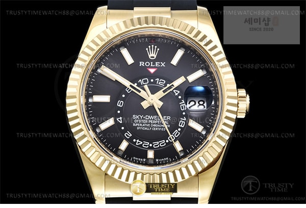 Rolex ZF공장 롤렉스 스카이드웰러 옐로우골드금통 블랙다이얼 러버스트랩 텅스텐 Skydweller 336238 YG_RU Black ZF V2 Asia 2824 시계 2번 이미지