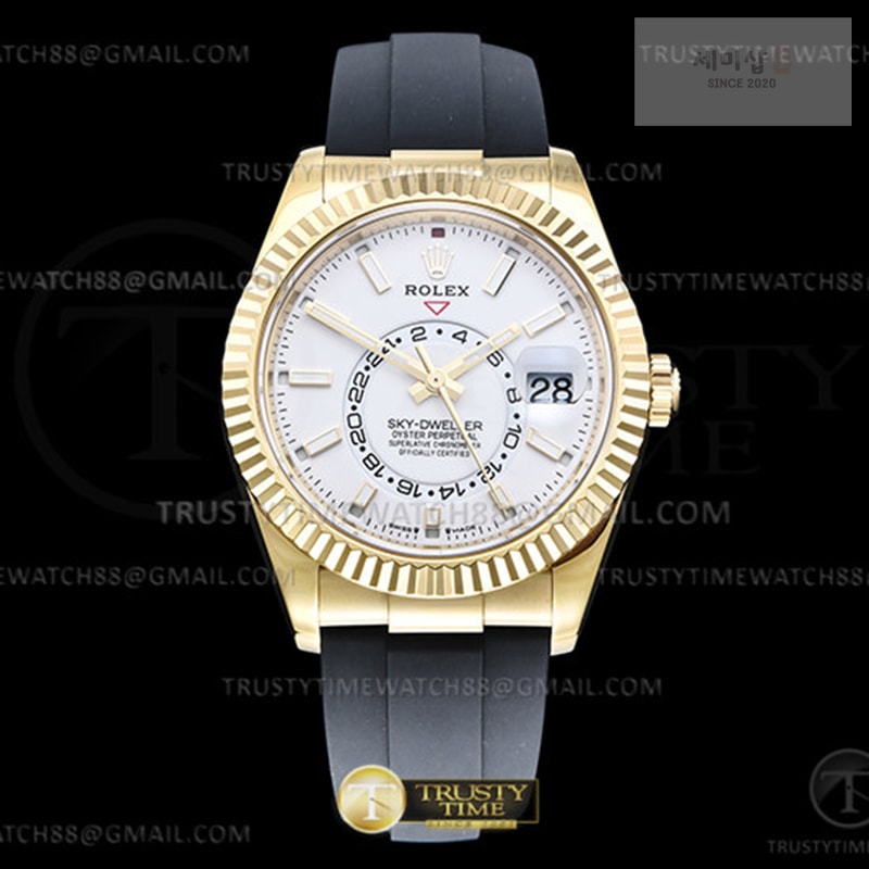 Rolex ZF공장 롤렉스 스카이드웰러 옐로우골드금통 화이트다이얼 러버스트랩 텅스텐 Skydweller 336238 YG_RU White ZF V2 Asia 2824 시계 15번 이미지