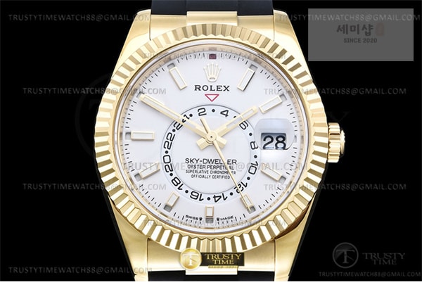 Rolex ZF공장 롤렉스 스카이드웰러 옐로우골드금통 화이트다이얼 러버스트랩 텅스텐 Skydweller 336238 YG_RU White ZF V2 Asia 2824 시계 14번 이미지