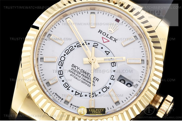 Rolex ZF공장 롤렉스 스카이드웰러 옐로우골드금통 화이트다이얼 러버스트랩 텅스텐 Skydweller 336238 YG_RU White ZF V2 Asia 2824 시계 17번 이미지