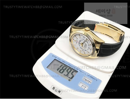 Rolex ZF공장 롤렉스 스카이드웰러 옐로우골드금통 화이트다이얼 러버스트랩 텅스텐 Skydweller 336238 YG_RU White ZF V2 Asia 2824 시계 12번 이미지