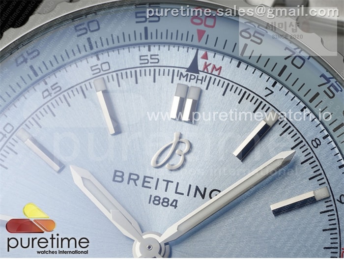 Breitling TF공장 브라이틀링 내비타이머 41미리 스틸 아이스블루다이얼 브레이슬릿 Navitimer Automatic 41mm SS TF 1_1 Best Edition Ice Blue Dial on SS Bracelet A2824 시계 3번 이미지