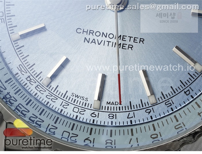 Breitling TF공장 브라이틀링 내비타이머 41미리 스틸 아이스블루다이얼 브레이슬릿 Navitimer Automatic 41mm SS TF 1_1 Best Edition Ice Blue Dial on SS Bracelet A2824 시계 30번 이미지