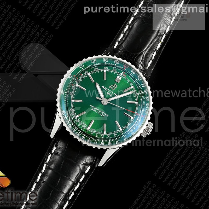 Breitling TF공장 브라이틀링 내비타이머 41 그린다이얼 블랙가죽스트랩 Navitimer 41 SS TF 1_1 Best Edition Green Dial on Black Leather Strap A2824 시계 1번 이미지