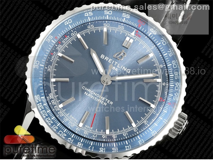 Breitling TF공장 브라이틀링 내비타이머 41 블루다이얼 블랙가죽스트랩 Navitimer 41 SS TF 1_1 Best Edition Blue Dial on Black Leather Strap A2824 시계 1번 이미지