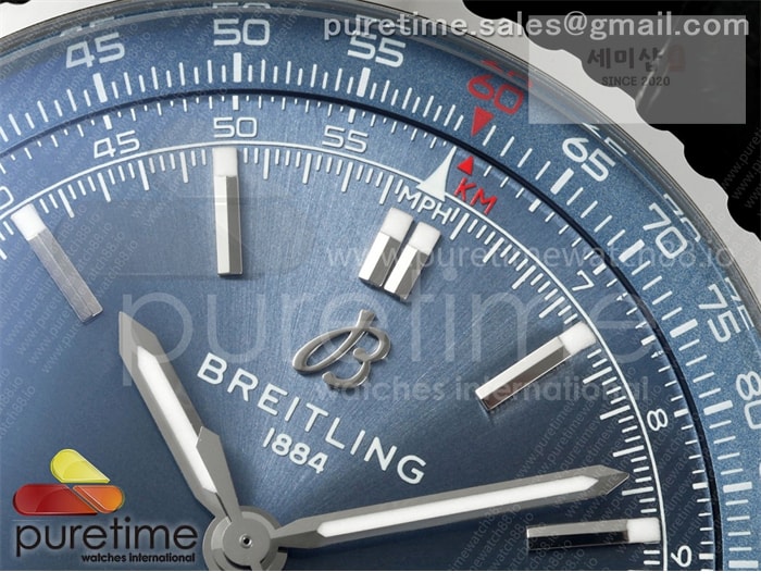 Breitling TF공장 브라이틀링 내비타이머 41 블루다이얼 블랙가죽스트랩 Navitimer 41 SS TF 1_1 Best Edition Blue Dial on Black Leather Strap A2824 시계 2번 이미지