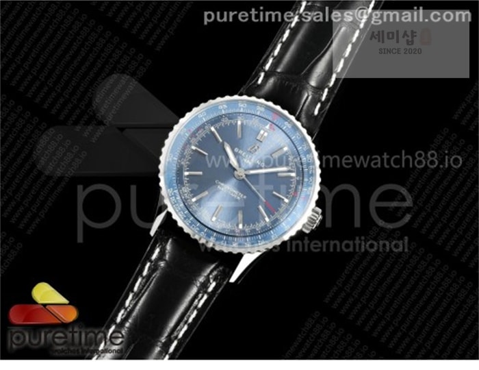 Breitling TF공장 브라이틀링 내비타이머 41 블루다이얼 블랙가죽스트랩 Navitimer 41 SS TF 1_1 Best Edition Blue Dial on Black Leather Strap A2824 시계 34번 이미지