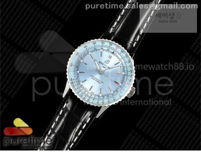 Breitling TF공장 브라이틀링 내비타이머 41 아이스블루다이얼 블랙가죽스트랩 Navitimer 41 SS TF 1_1 Best Edition Ice Blue Dial on Black Leather Strap A2824 시계 23번 이미지
