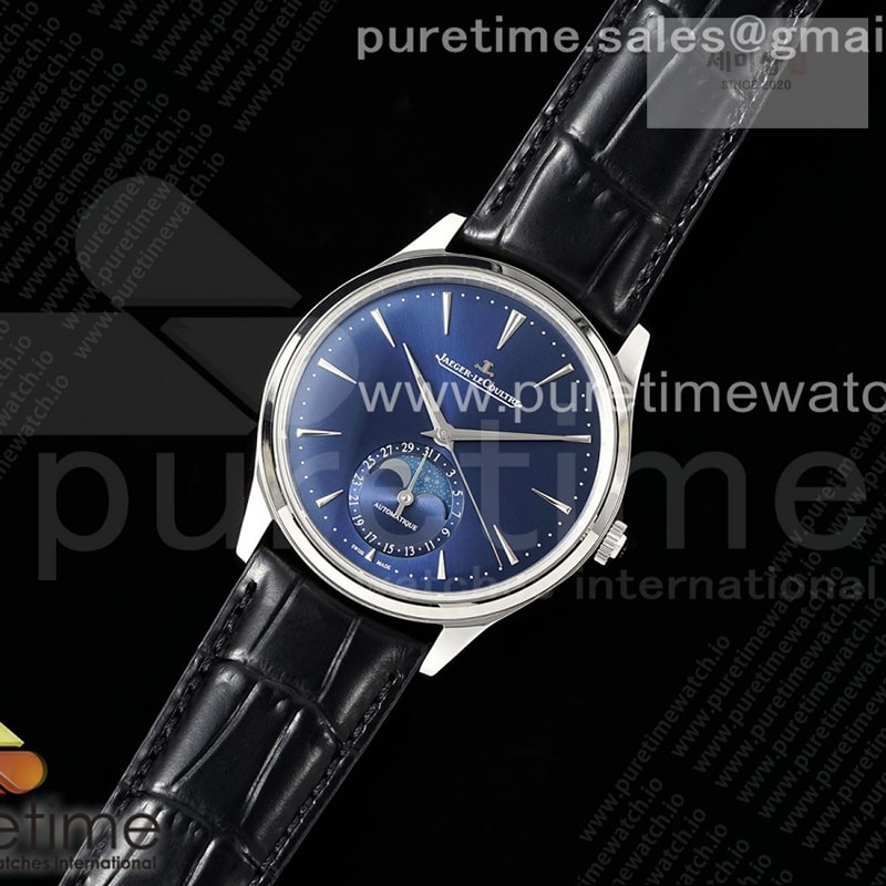 Jaeger Le Coultre APS공장 예거르쿨트르 마스터 울트라씬 문페이즈 스틸 블루다이얼 가죽스트랩 Master Ultra Thin Moon SS APSF 1_1 Best Edition Blue Dial on Black Leather Strap SA925 Super Clone 시계 1번 이미지