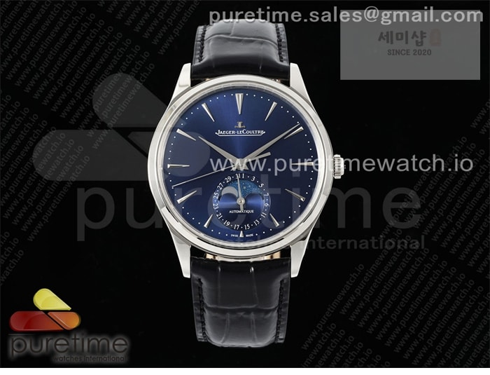 Jaeger Le Coultre APS공장 예거르쿨트르 마스터 울트라씬 문페이즈 스틸 블루다이얼 가죽스트랩 Master Ultra Thin Moon SS APSF 1_1 Best Edition Blue Dial on Black Leather Strap SA925 Super Clone 시계 19번 이미지