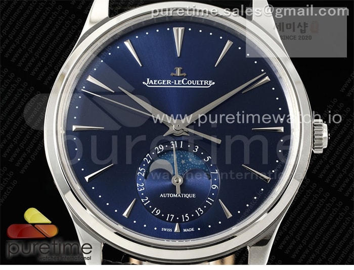 Jaeger Le Coultre APS공장 예거르쿨트르 마스터 울트라씬 문페이즈 스틸 블루다이얼 가죽스트랩 Master Ultra Thin Moon SS APSF 1_1 Best Edition Blue Dial on Black Leather Strap SA925 Super Clone 시계 4번 이미지