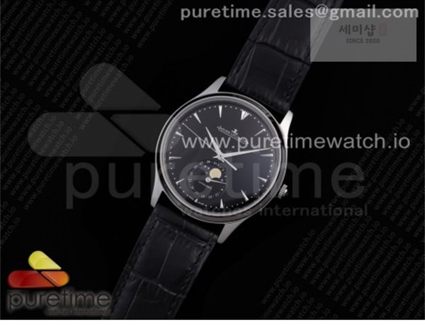 Jaeger Le Coultre AZ공장 예거 울씬문 블랙다이얼 가죽스트랩 Master Ultra Thin Moon SS AZF 1_1 Best Edition Black Dial on Black Leather Strap A925 시계 11번 이미지