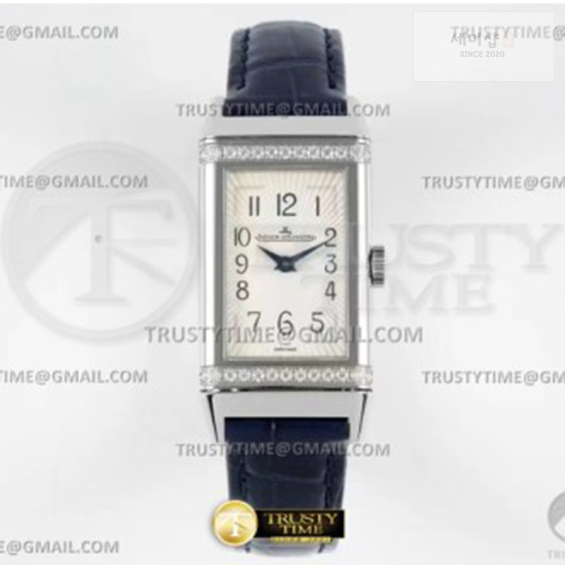 Jaeger Le Coultre IMF공장 예거르쿨트르 리베르소 원 3288560 다이아몬드파베케이스 화이트다이얼 블루스트랩 Reverso One Ref 3288420 Dia SS_LE Wht IMF Swiss Qtz 시계 5번 이미지