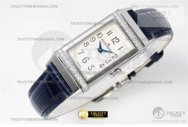 Jaeger Le Coultre IMF공장 예거르쿨트르 리베르소 원 3288560 다이아몬드파베케이스 화이트다이얼 블루스트랩 Reverso One Ref 3288420 Dia SS_LE Wht IMF Swiss Qtz 시계 2번 이미지