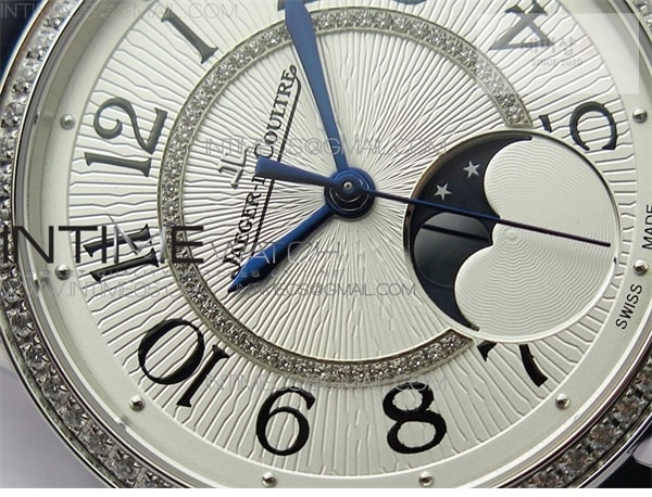 Jaeger Le Coultre ZF공장 랑데뷰 화이트텍스쳐다이얼 가죽스트랩 Rendez-Vous Night & Day SS ZF 1_1 Best Edition White Textured Dial Diamonds Bezel on Blue Leather Strap A898 시계 5번 이미지
