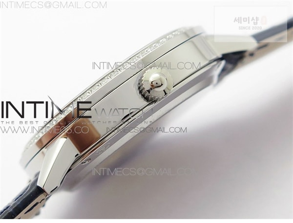 Jaeger Le Coultre ZF공장 랑데뷰 화이트텍스쳐다이얼 가죽스트랩 Rendez-Vous Night & Day SS ZF 1_1 Best Edition White Textured Dial Diamonds Bezel on Blue Leather Strap A898 시계 7번 이미지