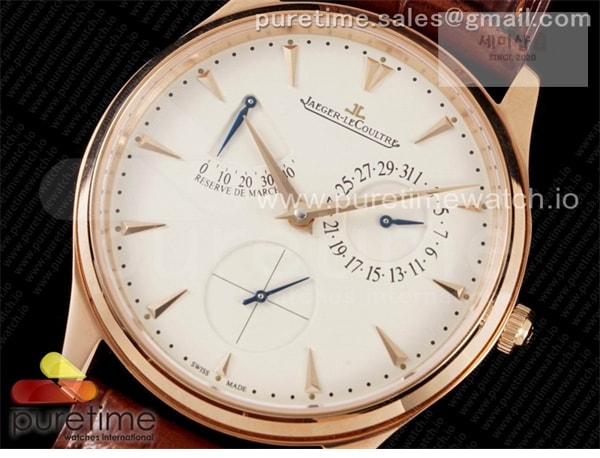 Jaeger Le Coultre ZF공장 V3 마르쉐 로골 크림다이얼 가죽스트랩 Master Ultra Thin Reserve de Marche RG ZF 1_1 Best Edition Cream Dial on Brown Leather Strap A938 V3 시계 22번 이미지