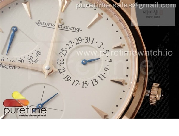Jaeger Le Coultre ZF공장 V3 마르쉐 로골 크림다이얼 가죽스트랩 Master Ultra Thin Reserve de Marche RG ZF 1_1 Best Edition Cream Dial on Brown Leather Strap A938 V3 시계 2번 이미지