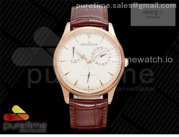 Jaeger Le Coultre ZF공장 V3 마르쉐 로골 크림다이얼 가죽스트랩 Master Ultra Thin Reserve de Marche RG ZF 1_1 Best Edition Cream Dial on Brown Leather Strap A938 V3 시계 23번 이미지