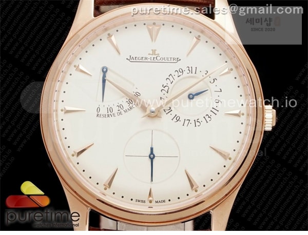 Jaeger Le Coultre ZF공장 V3 마르쉐 로골 크림다이얼 가죽스트랩 Master Ultra Thin Reserve de Marche RG ZF 1_1 Best Edition Cream Dial on Brown Leather Strap A938 V3 시계 24번 이미지