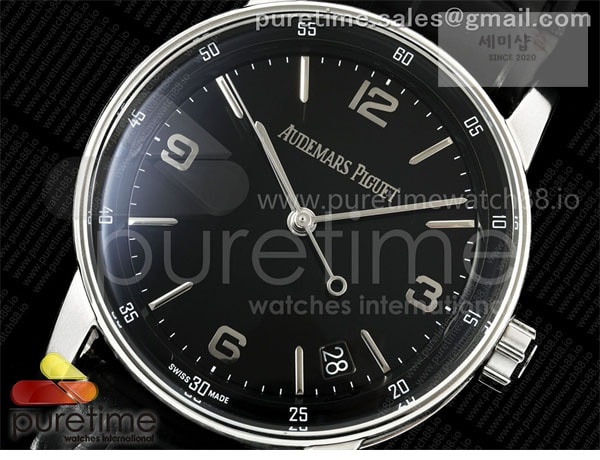 Audemars Piguet APS공장 오데마피게 로얄오크 15210 CODE 11.59 스틸 블랙다이얼 가죽스트랩 Code 11.59 SS 15210 APSF 1_1 Best Edition Black Dial on Black Leather Strap SA4302 Super Clone 시계 1번 이미지