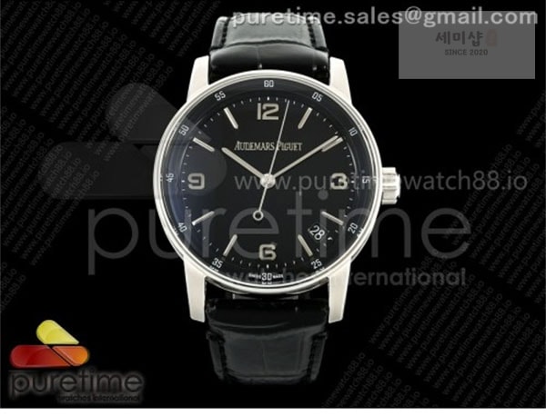 Audemars Piguet APS공장 오데마피게 로얄오크 15210 CODE 11.59 스틸 블랙다이얼 가죽스트랩 Code 11.59 SS 15210 APSF 1_1 Best Edition Black Dial on Black Leather Strap SA4302 Super Clone 시계 24번 이미지