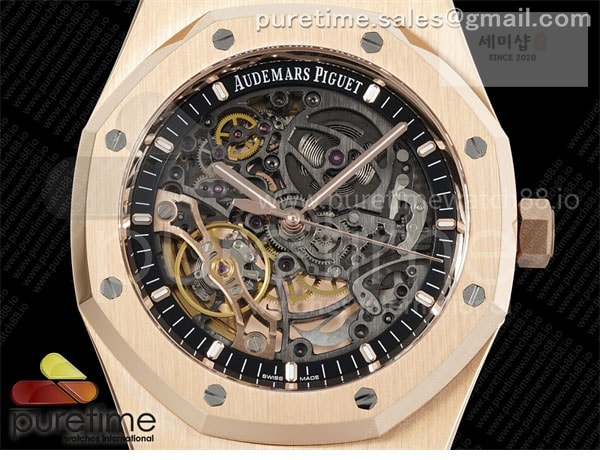 Audemars Piguet THB공장 오데마피게 로얄오크 41 오픈워크 15407 로즈골드금통 스켈레톤다이얼 브레이슬릿 Royal Oak 41mm Openworked 15407 RG THBF 1_1 Best Edition on RG Bracelet SA3132 V2 시계 6번 이미지