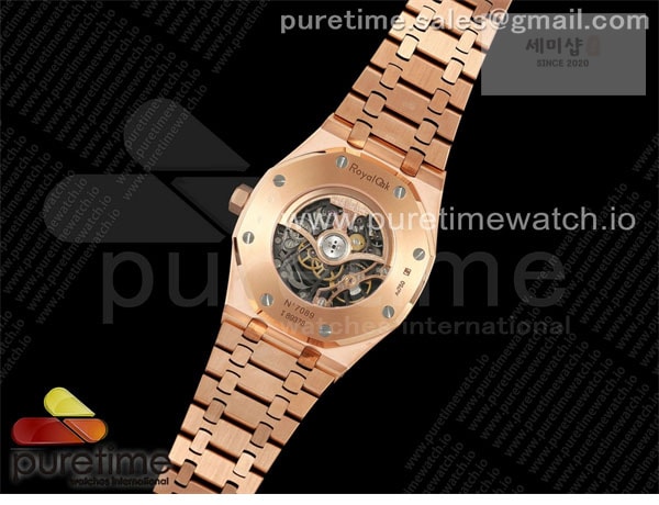 Audemars Piguet THB공장 오데마피게 로얄오크 41 오픈워크 15407 로즈골드금통 스켈레톤다이얼 브레이슬릿 Royal Oak 41mm Openworked 15407 RG THBF 1_1 Best Edition on RG Bracelet SA3132 V2 시계 9번 이미지