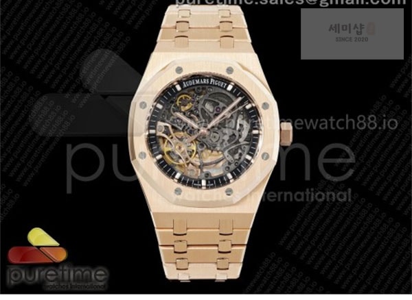 Audemars Piguet THB공장 오데마피게 로얄오크 41 오픈워크 15407 로즈골드금통 스켈레톤다이얼 브레이슬릿 Royal Oak 41mm Openworked 15407 RG THBF 1_1 Best Edition on RG Bracelet SA3132 V2 시계 37번 이미지
