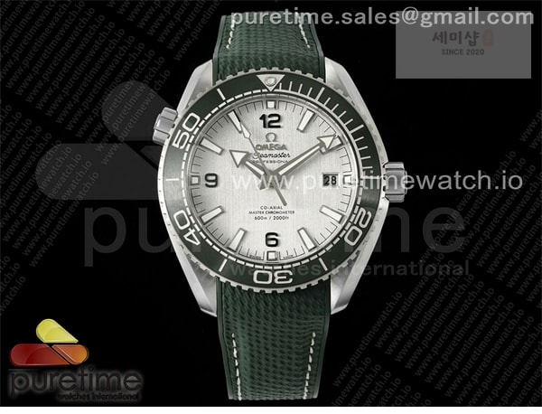 Omega VS공장 오메가 씨마스터 플래닛오션 600M 그린베젤 그린러버스트랩 Planet Ocean 43.5mm SS VSF 1_1 Best Edition Green Bezel White Dial on Green Rubber Strap A8900 Super Clone 시계 6번 이미지