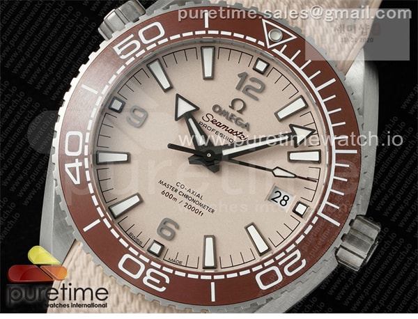 Omega VS공장 오메가 씨마스터 플래닛오션 600M 샌드다이얼 브라운베젤 샌드러버스트랩 Planet Ocean 43.5mm SS VSF 1_1 Best Edition Brown Bezel Sand Dial on Sand Rubber Strap A8900 Super Clone 시계 2번 이미지