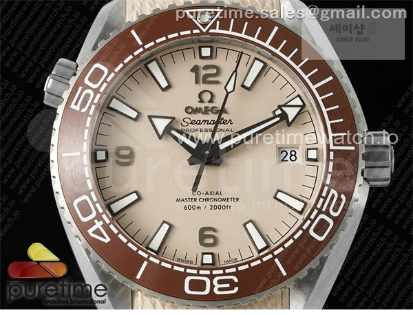 Omega VS공장 오메가 씨마스터 플래닛오션 600M 샌드다이얼 브라운베젤 샌드러버스트랩 Planet Ocean 43.5mm SS VSF 1_1 Best Edition Brown Bezel Sand Dial on Sand Rubber Strap A8900 Super Clone 시계 29번 이미지