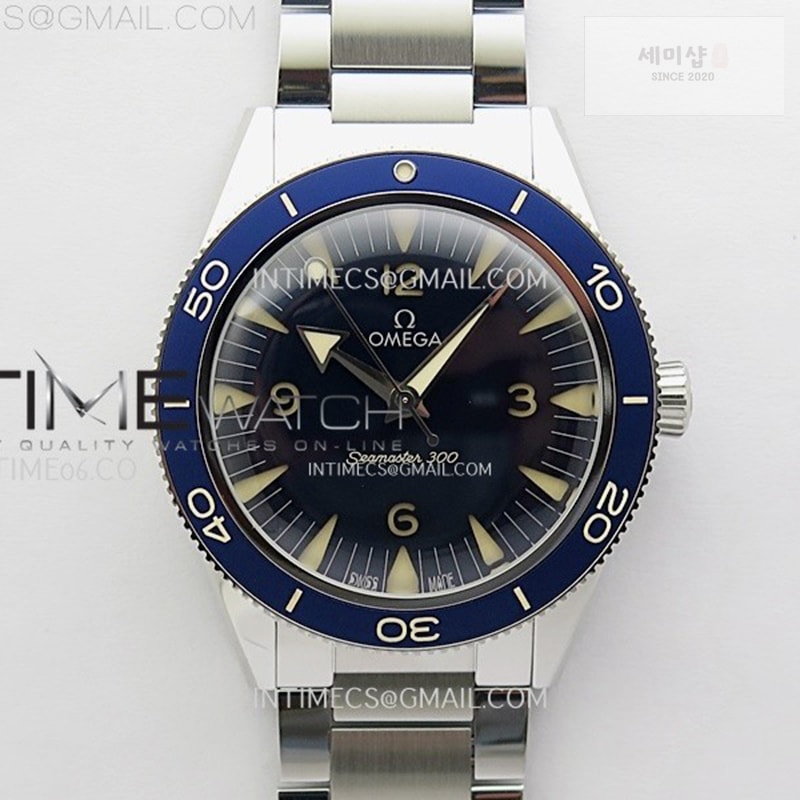 Omega VS공장 오메가 씨마스터 헤리티지 블루다이얼 브레이슬릿 Seamaster 300 Heritage VSF 1_1 Best Edition Blue Dial on SS Bracelet A8912 Super Clone 시계 16번 이미지