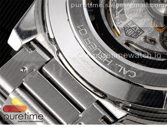T A G Heuer XF공장 칼리버호이어 블루 43 스켈레톤다이얼 Calibre Heuer 01 Chrono 43mm Blue Ceramic SS XF 1_1 Best Edition Skeleton Dial on SS Bracelet A1887 시계 14번 이미지