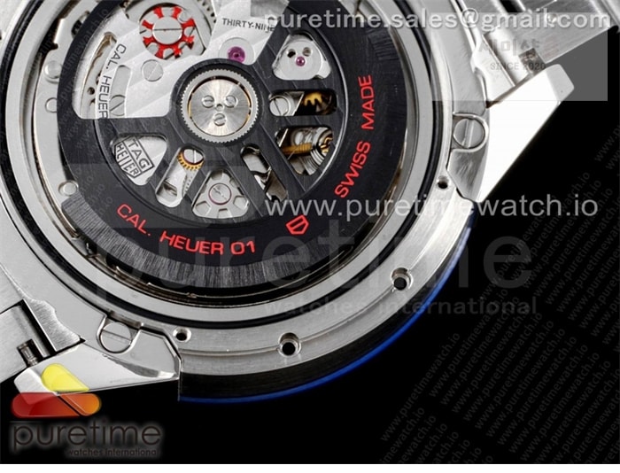T A G Heuer XF공장 칼리버호이어 블루 43 스켈레톤다이얼 Calibre Heuer 01 Chrono 43mm Blue Ceramic SS XF 1_1 Best Edition Skeleton Dial on SS Bracelet A1887 시계 17번 이미지