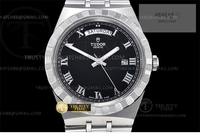 Tudor V7공장 튜더 로얄 28600 스틸 블랙다이얼 로만인덱스 브레이슬릿 Tudor Royal 28600 41mm SS_SS Blk_Rmn V7F A2836 시계 2번 이미지