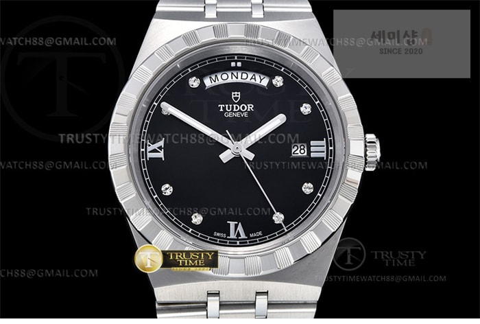 Tudor V7공장 튜더 로얄 28600 스틸 블랙다이얼 8p인덱스 브레이슬릿 Tudor Royal 28600 41mm SS_SS Blk_Dia V7F A2836 시계 2번 이미지