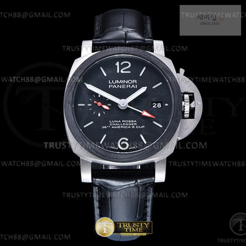 Panerai VS공장 파네라이 PAM1096 루나로사 GMT 가죽스트랩 Lum. Luna Rossa GMT TI_LE Blk VSF P9010 시계 1번 이미지
