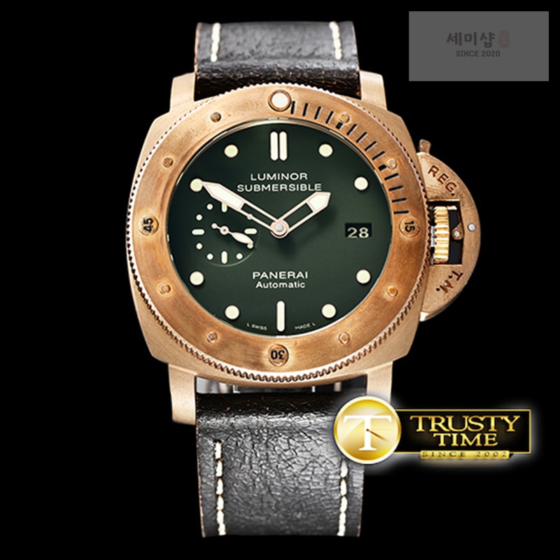 Panerai VS공장 파네라이 PAM382 브론조 그린다이얼 가죽스트랩 PAM382N Bronzo Submersible BR_LE Green VSF V2 Mod9000 시계 12번 이미지