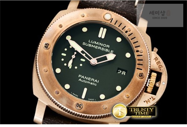 Panerai VS공장 파네라이 PAM382 브론조 그린다이얼 가죽스트랩 PAM382N Bronzo Submersible BR_LE Green VSF V2 Mod9000 시계 8번 이미지