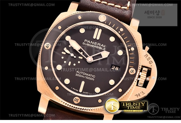 Panerai VS공장 파네라이 PAM968 브론조 브라운다이얼 가죽스트랩 PAM 968 Submersible Bronzo 47mm BR_LE Brn VSF Mod 9010 시계 2번 이미지