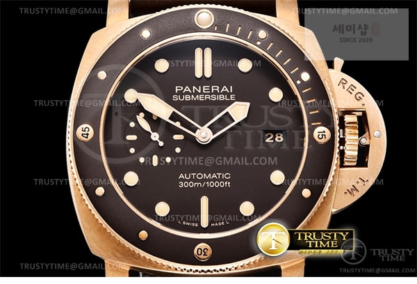 Panerai VS공장 파네라이 PAM968 브론조 브라운다이얼 가죽스트랩 PAM 968 Submersible Bronzo 47mm BR_LE Brn VSF Mod 9010 시계 6번 이미지