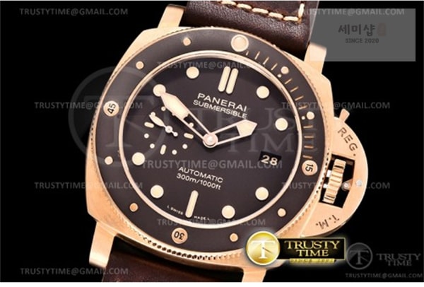 Panerai VS공장 파네라이 PAM968 브론조 브라운다이얼 가죽스트랩 PAM 968 Submersible Bronzo 47mm BR_LE Brn VSF Mod 9010 시계 30번 이미지