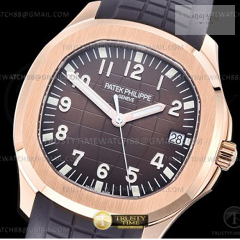 Patek Philippe 3K공장 아쿠아넛 로즈골드금통 브라운다이얼 러버스트랩 Aquanaut Ref.5167 RG_RU Brown_Num 3KF V3 A330 시계 1번 이미지