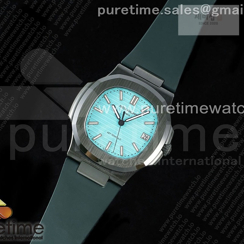 Patek Philippe AMG공장 파텍필립 노틸러스 5711 그린풀세라믹 티파니블루다이얼 그린러버스트랩 AET Nautilus 5711 Green Ceramic AMGF Best Edition Tiffany Blue Dial on Green Rubber Strap MIYOTA 9015 시계 1번 이미지