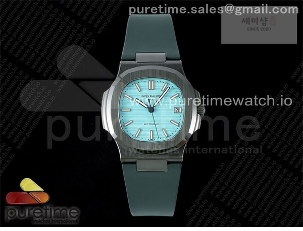 Patek Philippe AMG공장 파텍필립 노틸러스 5711 그린풀세라믹 티파니블루다이얼 그린러버스트랩 AET Nautilus 5711 Green Ceramic AMGF Best Edition Tiffany Blue Dial on Green Rubber Strap MIYOTA 9015 시계 4번 이미지