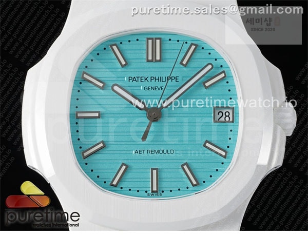 Patek Philippe AMG공장 파텍필립 노틸러스 5711 화이트풀세라믹 티파니블루다이얼 화이트러버스트랩 AET Nautilus 5711 White Ceramic AMGF Best Edition Tiffany Blue Dial on White Rubber Strap MIYOTA 9015 시계 5번 이미지